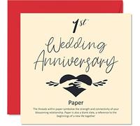 Carte de 1er anniversaire de mariage pour mari, épouse, petit ami, petite amie, 1er anniversaire de mariage, carte de mariage en papier pour femme, homme, elle, lui, cartes de vœux de 145 mm, fiancé