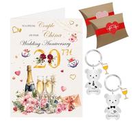 Carte de 20e anniversaire de mariage, carte d'anniversaire de mariage chinoise, carte d'anniversaire de 20 ans, porte-clés pour couple (20e)