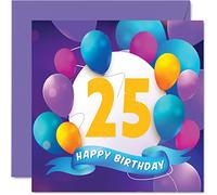 Carte de 25e anniversaire pour homme et femme - Fête en ballon - Cartes d'anniversaire pour homme de 25 ans femme frère sœur fils fille tante oncle ami cousin 145mm cartes de vœux d'anniversaire