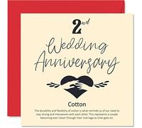 Carte de 2e anniversaire de mariage pour mari, épouse, petit ami, petite amie, 2e anniversaire de mariage, carte de mariage en coton pour femme, homme, elle, lui, cartes de vœux 145 mm, fiancée
