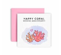 Carte de 35e anniversaire de mariage corail pour mari ou femme 14,8 cm (corail 35e)