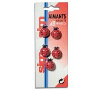 Carte de 5 aimants fantaisie "coccinelle" diamètre 20mm