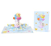 Carte de baptême pop-up 3D pour fille, 15 x 20 cm, avec ballons et motifs de jouets, multicolore