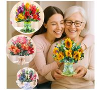 Carte de Bouquet de fleurs Pop-Up 3D Premium, cadeau de fête des mères, saint-valentin, anniversaire, cartes de vœux, cadeaux de remerciement flowers