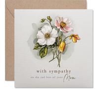 Carte de condoléances - Loss of Mom - Fleurs aquarelles douces pour un moment chaleureux - Bouquet élégant dans des tons rose et jaune doux - Carré de 145 mm, enveloppe incluse