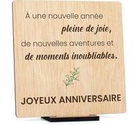 Carte de félicitations anniversaire originale, Idée cadeaux originaux Carte en bois anniversaire pour Français ANNI OBJET DECORATIF