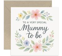 Carte de félicitations de grossesse pour future maman - Motif floral aquarelle - Carte de vœux pour fête prénatale - Intérieur vierge avec enveloppe