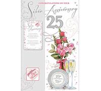 Carte de félicitations pour anniversaire de mariage, 25 ans avec carte souvenir.