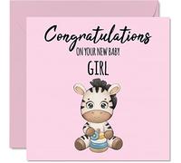 Carte de félicitations pour bébé fille - Carte de félicitations pour bébé fille - Carte de félicitations pour nouveau-né - Cadeau de bienvenue au monde - Cartes de vœux pour bébé - 145 mm x 145 mm