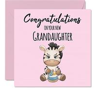 Carte de félicitations pour bébé fille - Carte de félicitations pour bébé fille - Carte de félicitations pour nouveau-né - Cadeau de bienvenue au monde - Cartes de vœux pour bébé - 145 mm x 145 mm