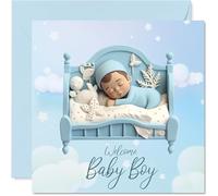 Carte de félicitations pour bébé garçon - Bienvenue bébé garçon - Cartes de félicitations pour nouveau-né, bravo pour les nouvelles cartes, bienvenue au monde, cadeaux pour la maison, cartes de vœux