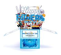 Carte de fête des pères de la part de son fils, cartes d'anniversaire pop-up 3D pour papa, outil coloré, carte de vœux créative pour l'anniversaire de papa pour super papa, beau-père, grand-père