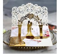 Carte de mariage 3D pop-up dorée Élégante carte de félicitations pour mariage, invitations et cadeaux de mariage pou CARTE DE VŒUX