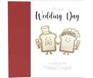 Carte de mariage avec aimants de réfrigérateur Toast en bois - A Toast to the Happy Couple