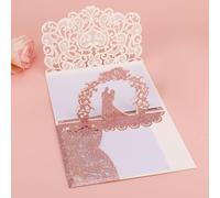 Carte de Mariage Pop-Up pour Les Mariés, Félicitations d'Anniversaire avec Enveloppes Cartes de Vœux pour Jeunes Mariés Enterrement Vie Jeune Fille Fiançailles (Rose Pailleté)