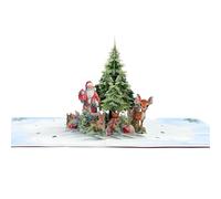 Carte de Noël 3D pop up avec Enveloppe, Rennes et sapins de Noël, Convient comme Cadeau de Noel pour les Enfants Épouse Mari Maman Papa Copine Petit Ami