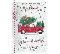 Carte de Noël pour petit-fils, motif voiture rouge, 22,9 x 15,2 cm