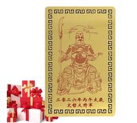 Carte de protection chinoise, souvenir général de l'année du cheval 2026 | Petites cartes dorées de bénédiction chinoise - pour famille, voyage, adultes, maison, prospérité, harmonie