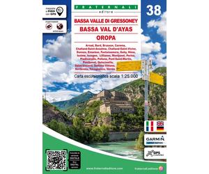 Carte de randonnée n° 38 - Bassa Valle di Gressoney, Bassa Val d'Ayas, Oropa | Fraternali - 1/25 000