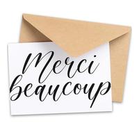Carte de remerciement Merci beaucoup - Noir & blanc - Papier épais - Format A6 - Enveloppes incluses - à l’unité, pack de 15 cartes / 25 cartes - Mariage, Anniversaire - Marque Française (1)