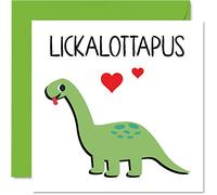 Carte de Saint-Valentin gay amusante pour petite amie - Dinosaure Lickalottapus - Cadeau de Saint-Valentin lesbienne pour petite amie, adorable carte d'anniversaire LGBT, 145 mm x 145 mm