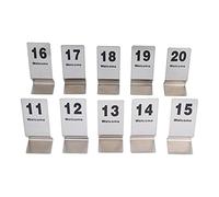 Carte de style de tente de numéro de table, numéros de table doubles de 11 à 20 numéros, 10 supports de numéro de table en acier inoxydable