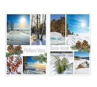 Carte De Voeux - 5 Cartes Bonne Année Paysages Enneigés Décor Pailleté G
