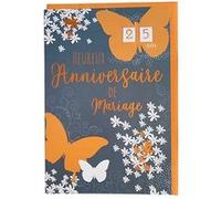 Carte De Voeux - Anniversaire De Mariage - Papillons Orange Bleu orange G