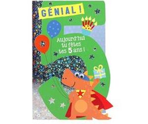 Carte De Voeux - Anniversaire - Génial ! Aujourd'hui tu fêtes tes 5 ans !