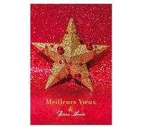 Carte De Voeux - Bonne Année Etoile Guirlande Décor Doré et Rouge Pailleté rouge G
