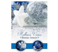 Carte De Voeux - Bonne Année Meilleurs Voeux Etoile Boules de Noêl Bleu Argent Bleu G