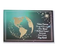 Carte De Voeux - Bonne Année Multilingue Planisphère Fond Vert G