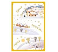 Carte De Voeux - Bonne Et Heureuse Année Village Enneigé Décor Brillant G