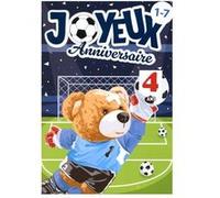 Carte De Voeux Enfant - Anniversaire - Age de 1 à 7 ans - Football Bleu Bleu G