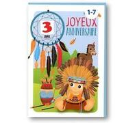 Carte De Voeux Enfant - Anniversaire Age de 1 à 7 ans - Indien Attrape-Rêve Bleu Bleu G