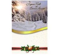 Carte De Voeux - Joyeux Noel Bonne Année Paysage Enneigé Beige G