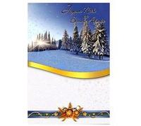 Carte De Voeux - Joyeux Noel Bonne Année Paysage Enneigé Bleu Bleu G