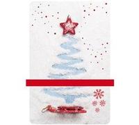 Carte De Voeux - Noël Sapin Traineau Etoile Décor Blanc et Rouge rouge G
