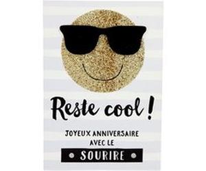 Carte De Voeux Paillettes - Anniversaire - Reste Cool ! G