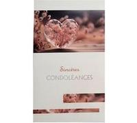 Carte De Voeux - Sincères Condoléances - Coeur Fleurs Roses
