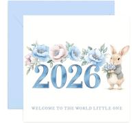 Carte de vœux 2026 « Welcome To The World Little One New Baby Boy » pour maman, papa, souvenir, cadeaux sentimentaux pour les parents, grands-parents pour célébrer la naissance d'un fils, petit-fils
