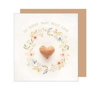 Carte de vœux de baptême carrée premium Edition Seidel avec enveloppe - Carte de baptême en forme de cœur pour enfant garçon fille (ETQ110 SW025)