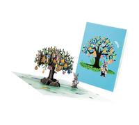 Carte de vœux de Pâques Lapins stériques Oeufs Arbre Popup Arts Papier recyclable pour les anniversaires de Pâques Carte stérique