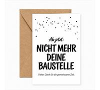Carte de vœux de qualité pour un départ, avec enveloppe, format 11,5 x 17 cm, carte double avec une touche d'humour