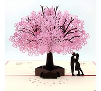 Carte de vœux faite à la main en forme de fleur de cerisier pop-up 3D romantique avec lettre d'amour pour anniversaire de mariage, Saint-Valentin