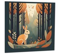 Carte de vœux Lapin dans les bois - Illustration de la forêt de lapins de lièvre 145 x 145 mm