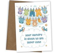 Carte de vœux « Mother To Be Expecting Baby » - Laundry About to Get Super Cute - Corde à linge pour futurs parents - Carte de félicitations de grossesse pour mère et père