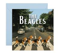 Carte de vœux parodie de chien Beagles - Thème amusant des Beatles Abbey Road - Idéal pour les amoureux des chiens, ami, frère, sœur, camarade de travail, collègue, voisin, frère, pote, maman, papa