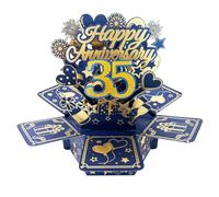 Carte de vœux pop-up 35 ans pour elle et lui - Grand cadeau 3D - Pour femme - Idée cadeau de mariage de 35 ans - Idée cadeau pour lui et elle couple