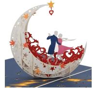 Carte de vœux pop-up 3D amoureux dansant sur bateau en forme de lune -